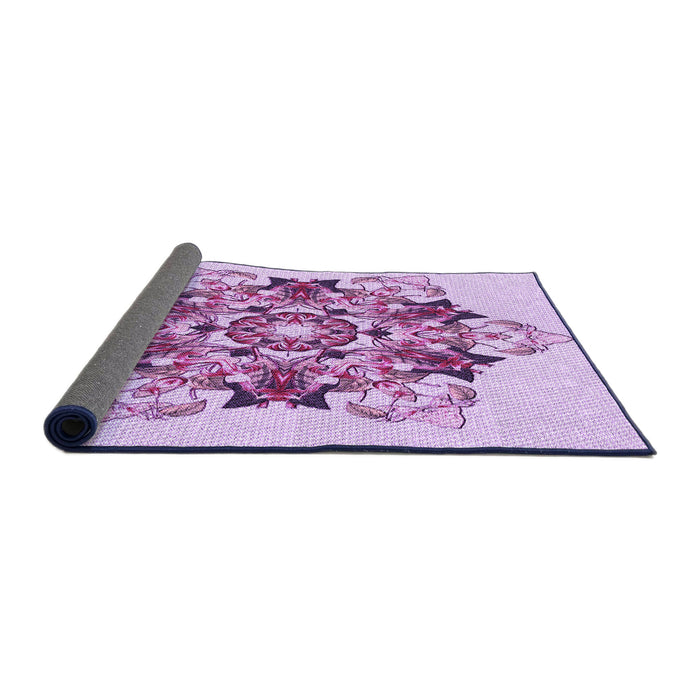 Thickness of Patterned Medium Orchid Purple Rug, pat3719pur