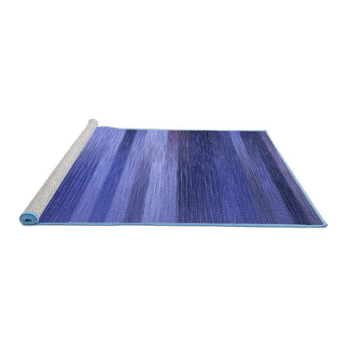 Sideview of Machine Washable Transitional Sapphire Blue Rug, wshpat372blu