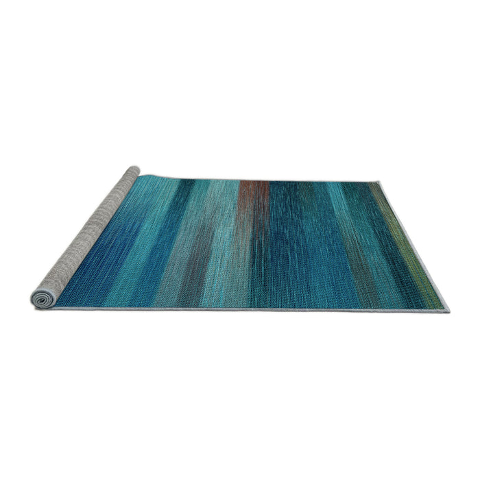 Sideview of Machine Washable Transitional Dark Turquoise Green Rug, wshpat372lblu