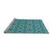 Sideview of Machine Washable Transitional Turquoise Green Rug, wshpat3720lblu