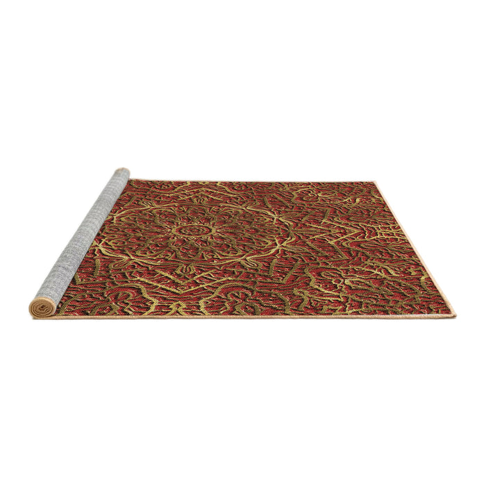 Sideview of Machine Washable Transitional Tomato Red Rug, wshpat3721brn