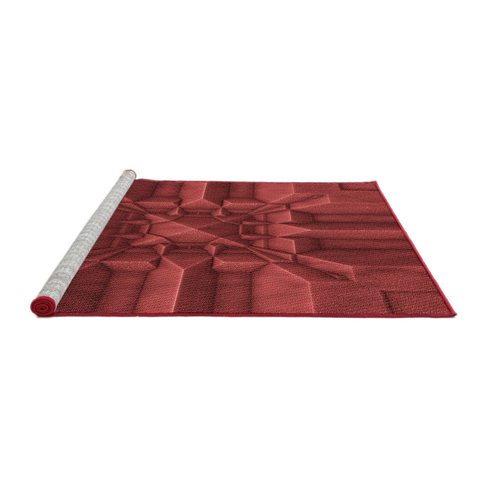 Sideview of Machine Washable Transitional Tomato Red Rug, wshpat3725rd