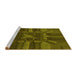 Sideview of Machine Washable Transitional Dark Yellow Green Rug, wshpat3725yw