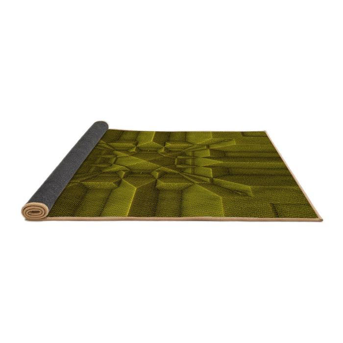 Thickness of Patterned Dark Yellow Green Rug, pat3725yw