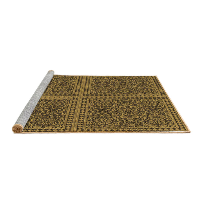 Sideview of Machine Washable Transitional Caramel Brown Rug, wshpat3726brn