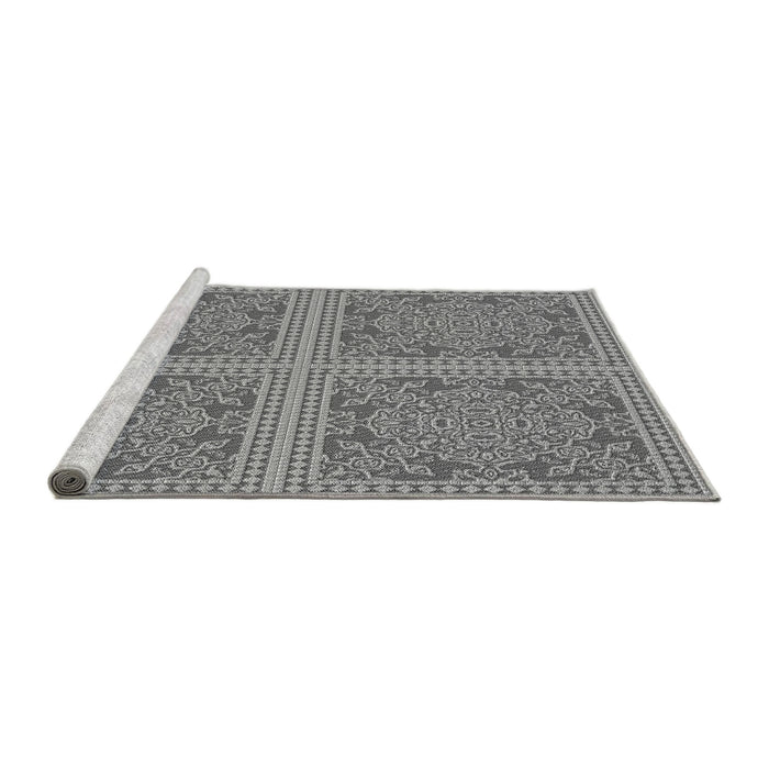 Sideview of Machine Washable Transitional Carbon Gray Rug, wshpat3727gry