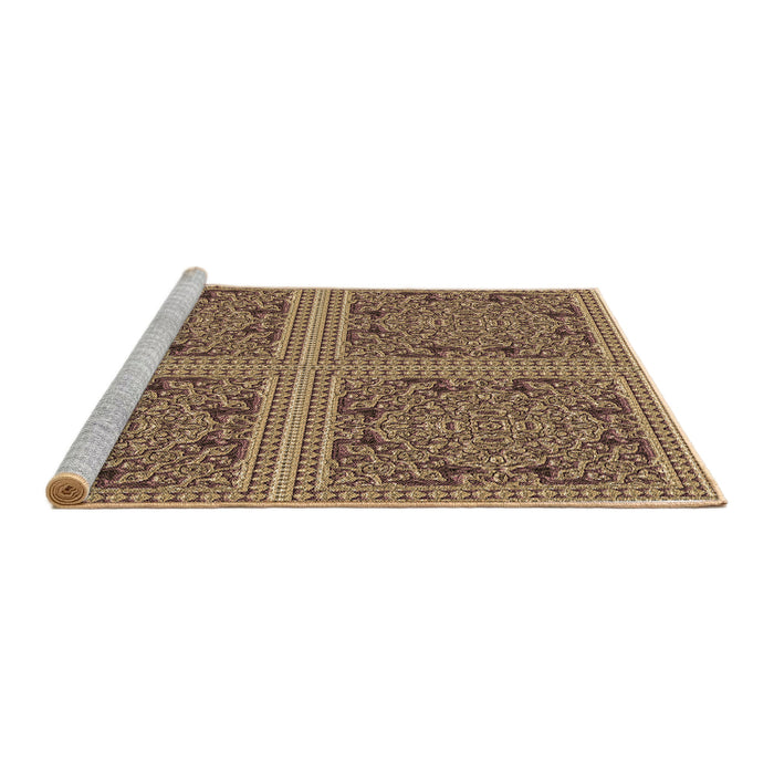 Sideview of Machine Washable Transitional Brown Sand Brown Rug, wshpat3729brn