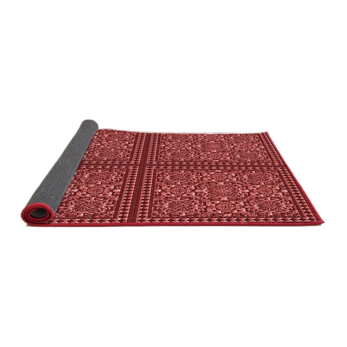 Thickness of Patterned Cranberry Red Rug, pat3730rd