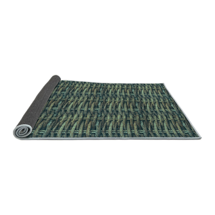 Thickness of Patterned Gunmetal Green Rug, pat3731lblu