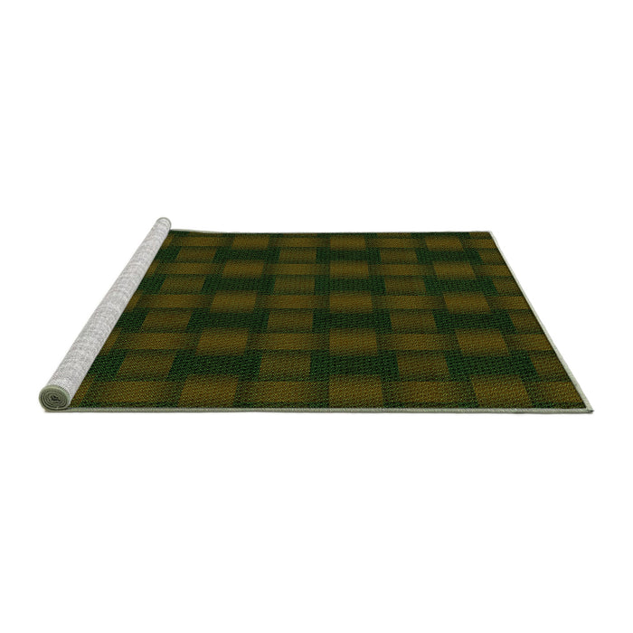 Sideview of Machine Washable Transitional Army Green Rug, wshpat3734grn