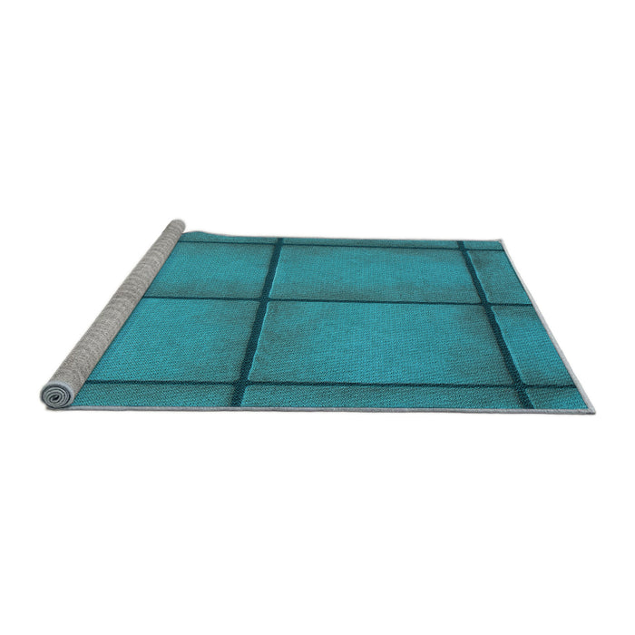 Sideview of Machine Washable Transitional Dark Cyan Green Rug, wshpat3737lblu