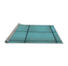 Sideview of Machine Washable Transitional Bright Turquoise Blue Rug, wshpat3738lblu