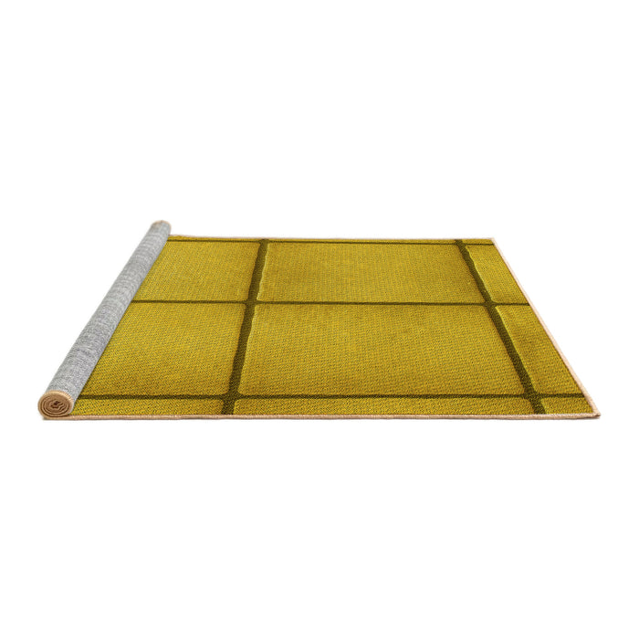 Sideview of Machine Washable Transitional Deep Yellow Rug, wshpat3738yw
