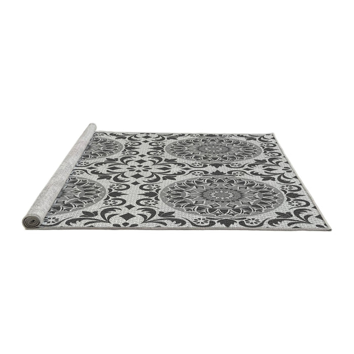 Sideview of Machine Washable Transitional Grey Gray Rug, wshpat3739gry