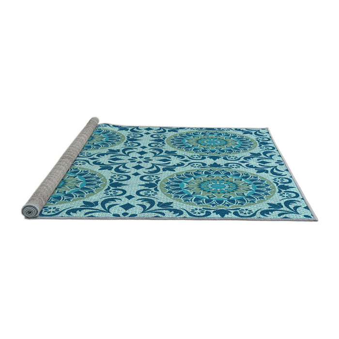 Sideview of Machine Washable Transitional Bright Navy Blue Rug, wshpat3739lblu