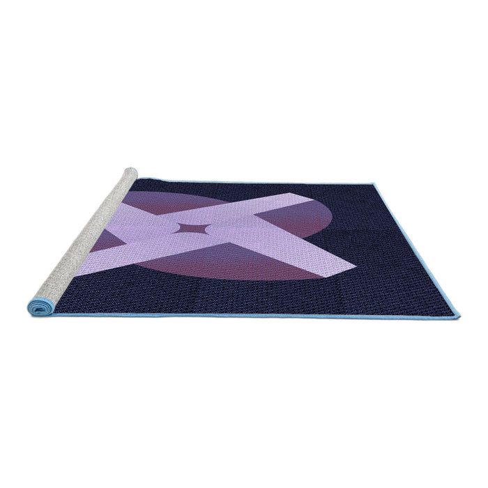 Sideview of Machine Washable Transitional Night Blue Rug, wshpat374blu
