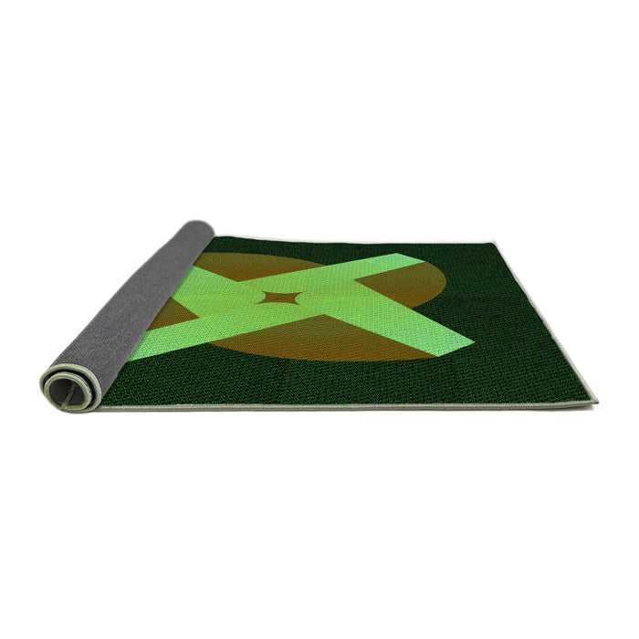 Thickness of Patterned Dark Lime Green Rug, pat374grn