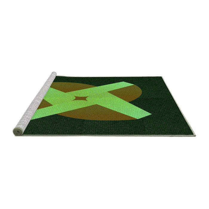Sideview of Machine Washable Transitional Dark Lime Green Rug, wshpat374grn