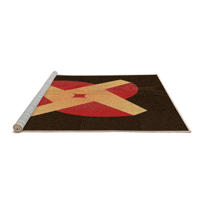 Sideview of Machine Washable Transitional Dark Bisque Brown Rug, wshpat374org