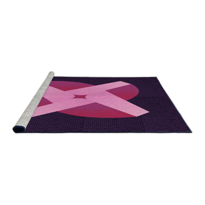 Sideview of Machine Washable Transitional Orchid Purple Rug, wshpat374pur