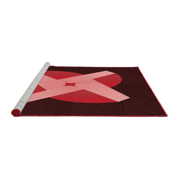 Sideview of Machine Washable Transitional Maroon Red Rug, wshpat374rd