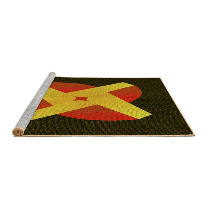 Sideview of Machine Washable Transitional Night Red Rug, wshpat374yw