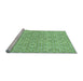 Sideview of Machine Washable Transitional Green Rug, wshpat3741lblu