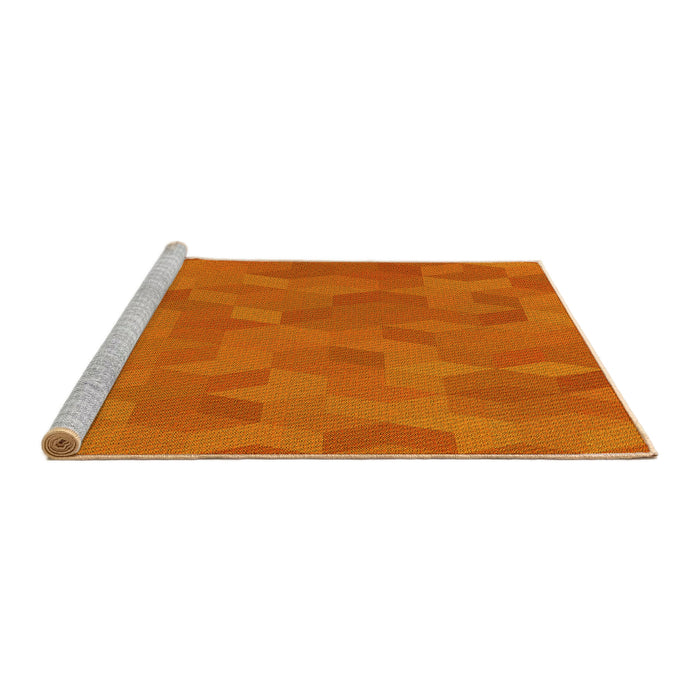 Sideview of Machine Washable Transitional Neon Orange Rug, wshpat3742yw