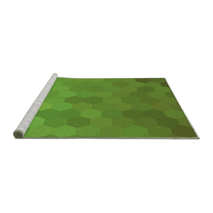 Sideview of Machine Washable Transitional Seaweed Green Rug, wshpat3743grn