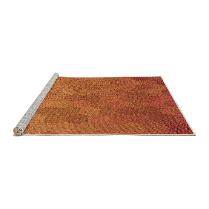 Sideview of Machine Washable Transitional Neon Orange Rug, wshpat3743org