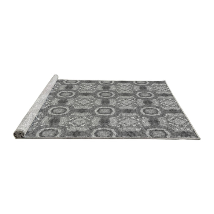 Sideview of Machine Washable Transitional Dark Gray Rug, wshpat3744gry