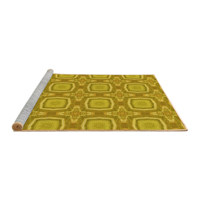 Sideview of Machine Washable Transitional Dark Golden Brown Rug, wshpat3745yw
