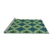 Sideview of Machine Washable Transitional Pastel Green Rug, wshpat3746lblu