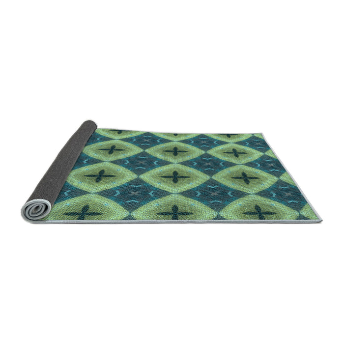 Thickness of Patterned Pastel Green Rug, pat3746lblu
