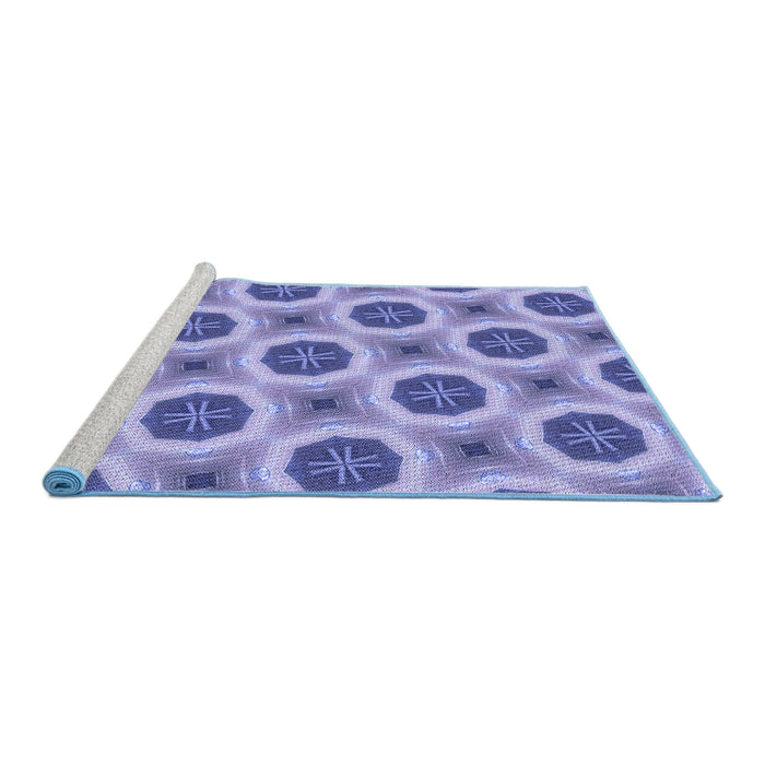 Sideview of Machine Washable Transitional Slate Blue Rug, wshpat3747blu