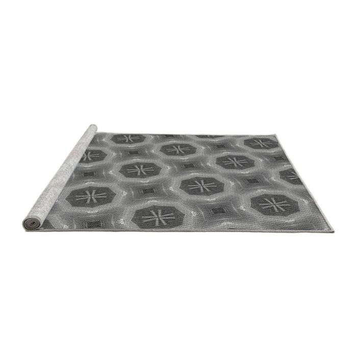 Sideview of Machine Washable Transitional Grey Gray Rug, wshpat3747gry