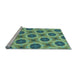 Sideview of Machine Washable Transitional Green Rug, wshpat3747lblu