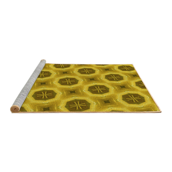 Sideview of Machine Washable Transitional Dark Bisque Brown Rug, wshpat3747yw