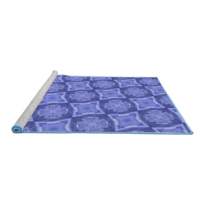 Sideview of Machine Washable Transitional Sky Blue Rug, wshpat3748blu