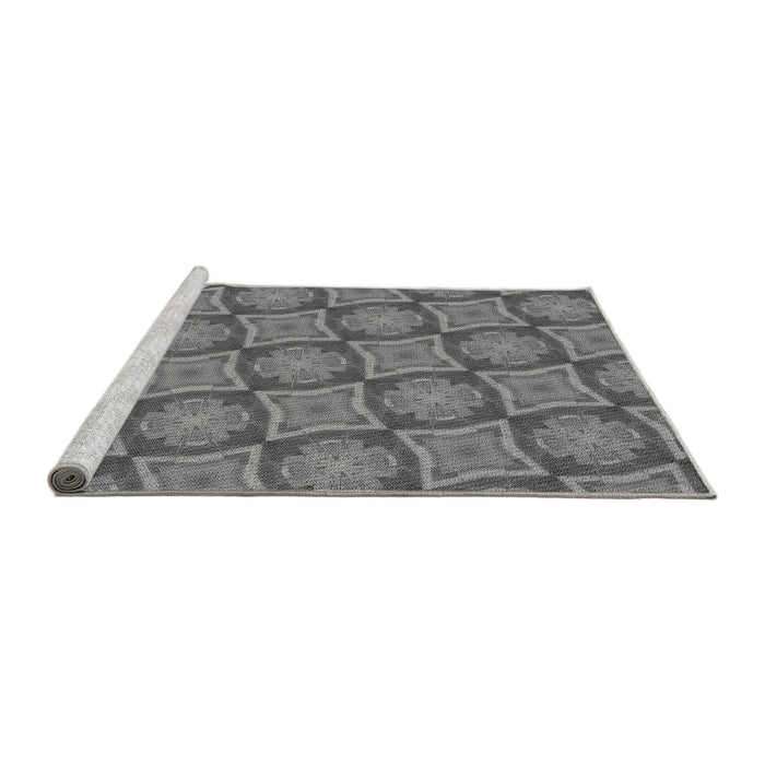 Sideview of Machine Washable Transitional Grey Gray Rug, wshpat3748gry