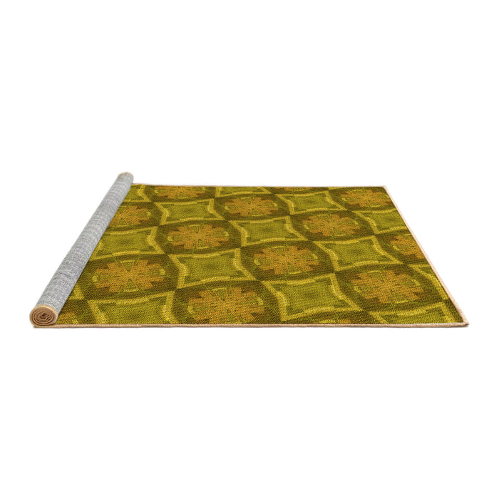 Sideview of Machine Washable Transitional Yellow Rug, wshpat3748yw
