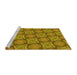 Sideview of Machine Washable Transitional Yellow Rug, wshpat3748yw