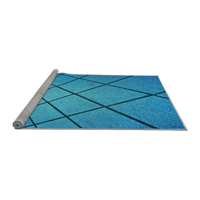 Sideview of Machine Washable Transitional Blue Rug, wshpat3749lblu