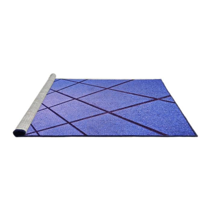 Sideview of Machine Washable Transitional Blue Rug, wshpat3749pur