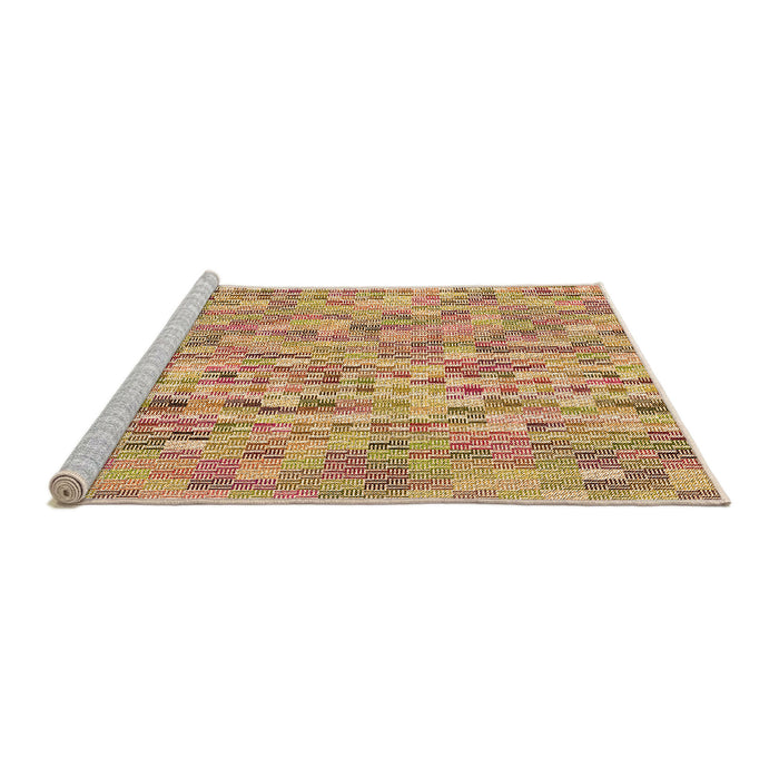 Sideview of Machine Washable Transitional Yellow Rug, wshpat3750org