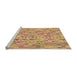 Sideview of Machine Washable Transitional Yellow Rug, wshpat3750org