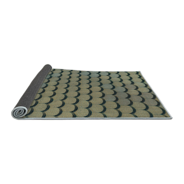 Thickness of Patterned Army Green Rug, pat3751lblu