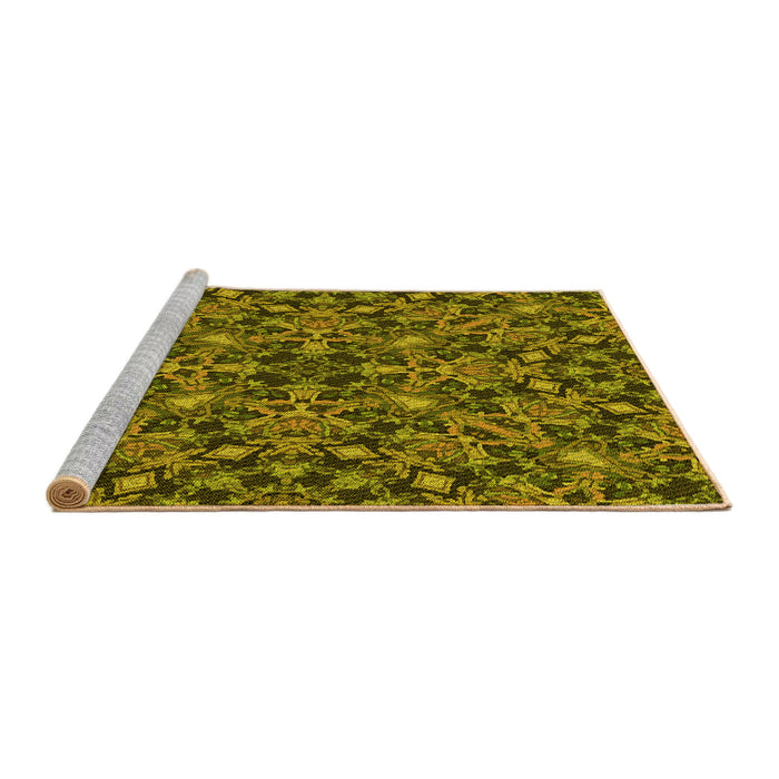 Sideview of Machine Washable Transitional Brown Rug, wshpat3752yw