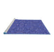 Sideview of Machine Washable Transitional Light Slate Blue Rug, wshpat3753blu