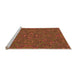 Sideview of Machine Washable Transitional Tomato Red Rug, wshpat3753org